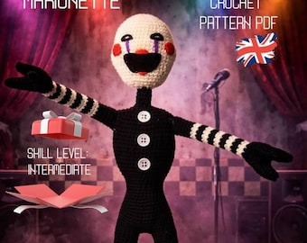 Haakpatroon voor een FNAF-marionet, amigurumi-pop (PDF), patroon voor een Five Nights-knuffel, gehaakte horrorpop, Halloween-amigurumi-tutorial