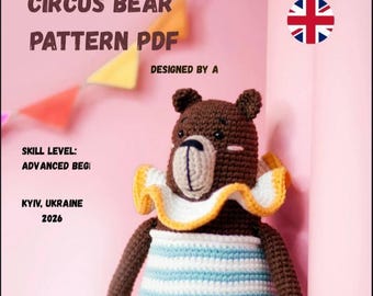 Haakpatroon voor een circusbeer (PDF) – Amigurumi teddybeer in een gestreept rompertje