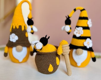Handgemaakte gehaakte honingkabouter speelgoed gebreide kabouter pop cadeau voor kinderen en baby's pluchen dieren speelgoed milieuvriendelijke gevulde kabouter amigurumi kabouter