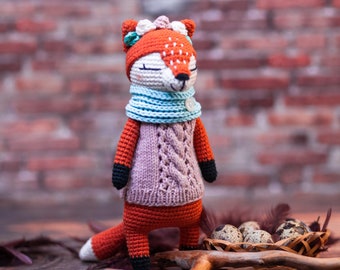 Renard tricoté mignon pour les enfants renard jouet fait à la main pour un renard au crochet cadeau pour lui et ses animaux de la forêt tricotés renard tricoté cool renard drôle