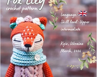 Haakpatroon voor Fox Lily (PDF) – Amigurumi vossenpop in trui – Speelgoedhandleiding van 30 cm