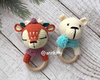 Rassel für Baby / für Babys / für Kinder / Spielzeug für Kinder / Amigurumi-Rassel / Strickrassel / Hasenrasseln / für Neugeborene