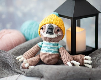 Crochet sloth toy, plush sloth animal toy, Christmas gift, stuffed crochet sloth doll, gift for baby girl,handmade gift, amigurumi sloth