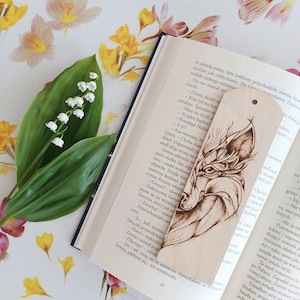Hand-burned Bookmark: Wolf. Wood burning, Pyrography