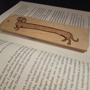 Hand-burned Bookmark: Dachshund. Wood burning, Pyrography