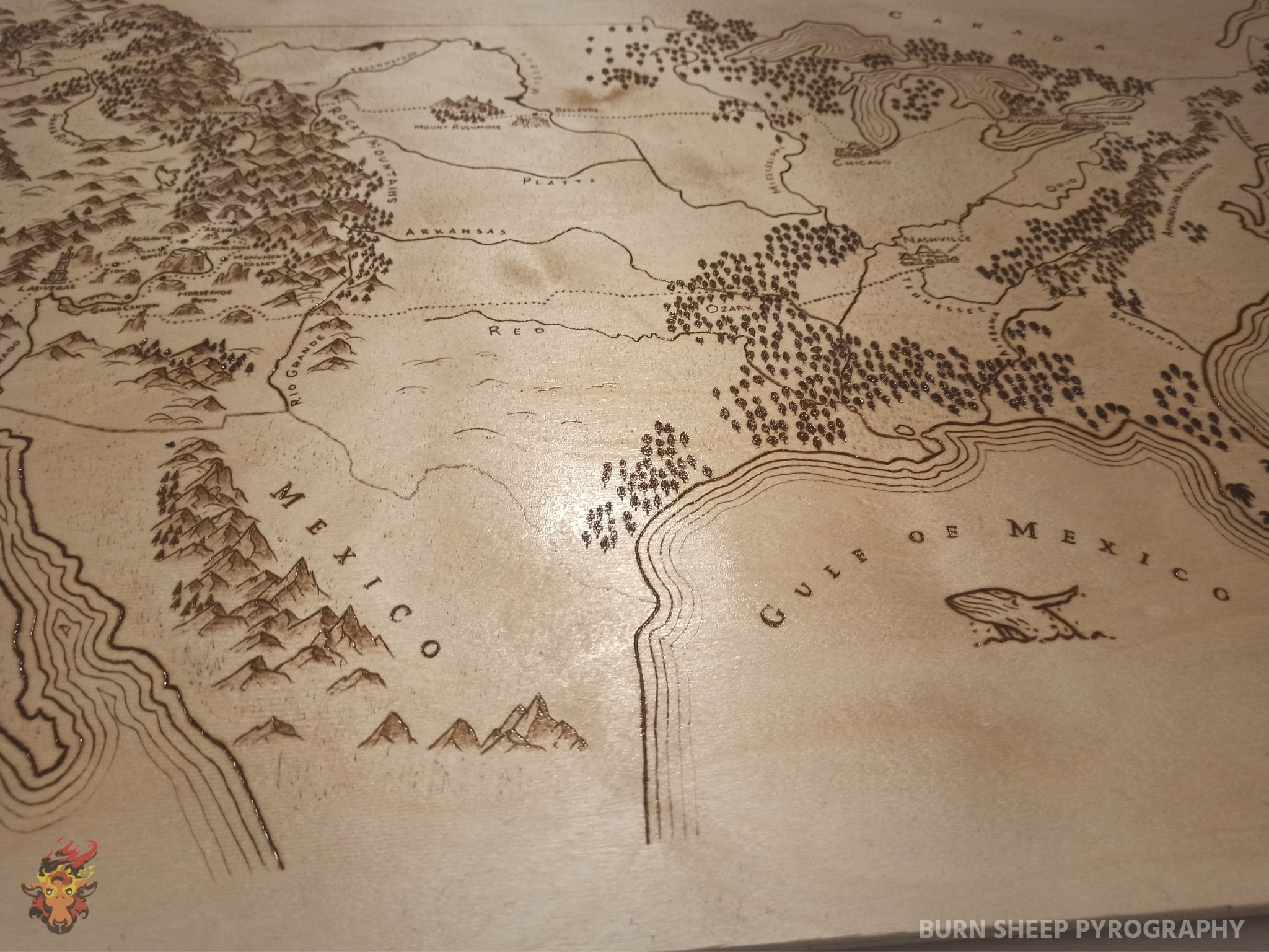 Hand-burned Fantasy Map of the USA. Wood Burning, Pyrography - Etsy