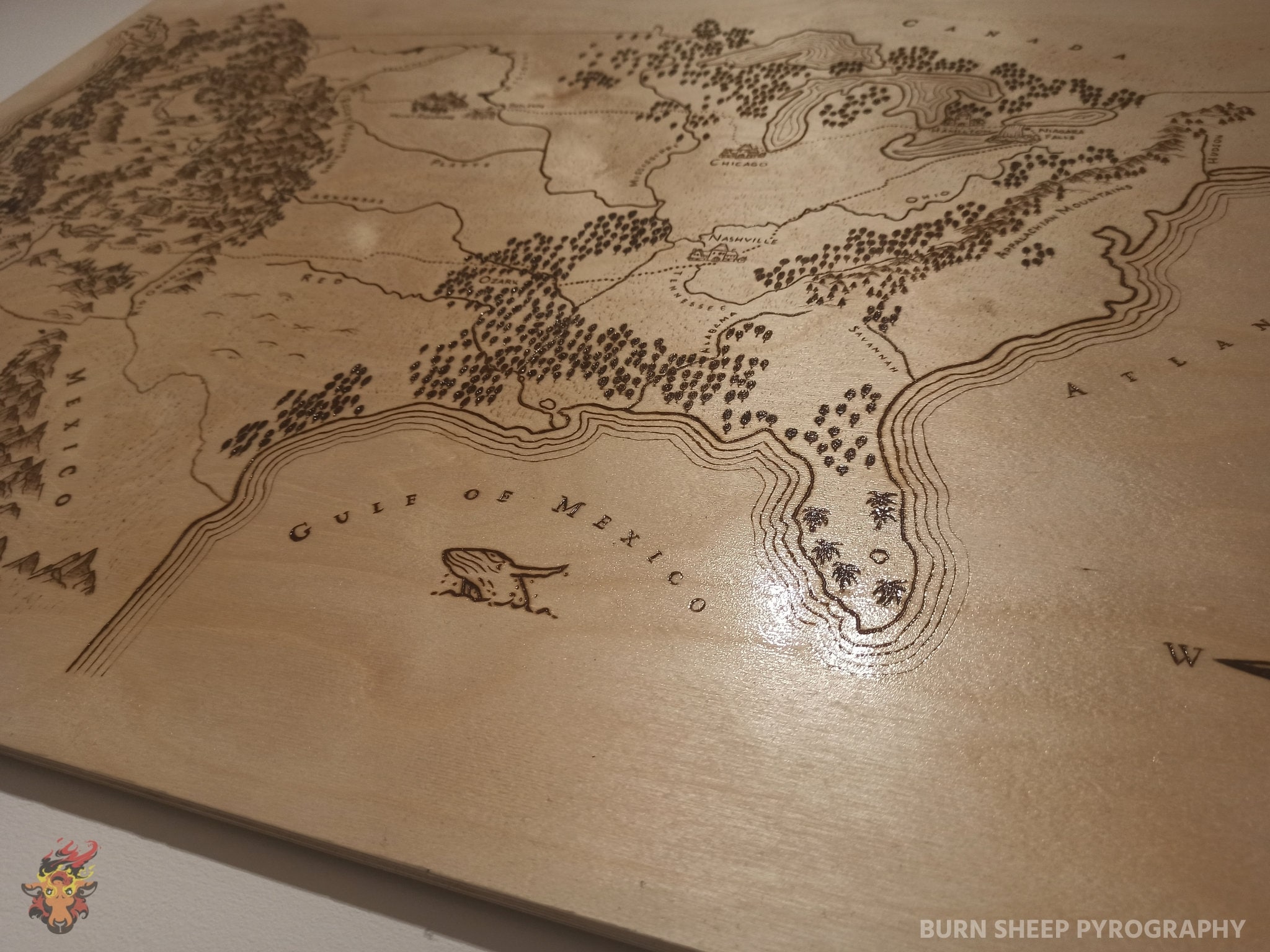 Hand-burned Fantasy Map of the USA. Wood Burning, Pyrography - Etsy