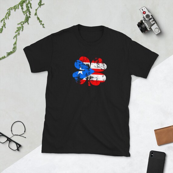 Puerto Rican Irish Flag 4 Leaf Clover Shirt | Sham-Rican Puerto Rican Irish Flag 4 Leaf Clover Shirt | Sham-Rican