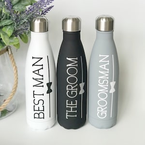 Botella térmica personalizada de 500 ml para novios, padrinos y padrinos de boda.