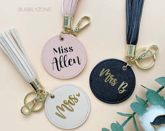 Personalized PU Leather Tassel Keychain: Custom Bag Tag