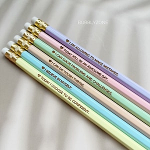 Teacher Gift, Pastel Personalised Pencils, Printed With Your Own Message,  Neon Pencils, Gift for Students 