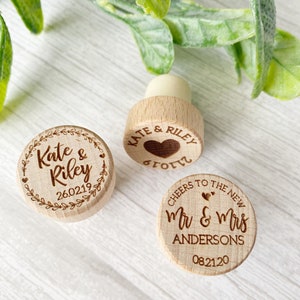 Personalised Wine Stopper, Wedding Favors, Custom Natural Wood Champagne Stopper
