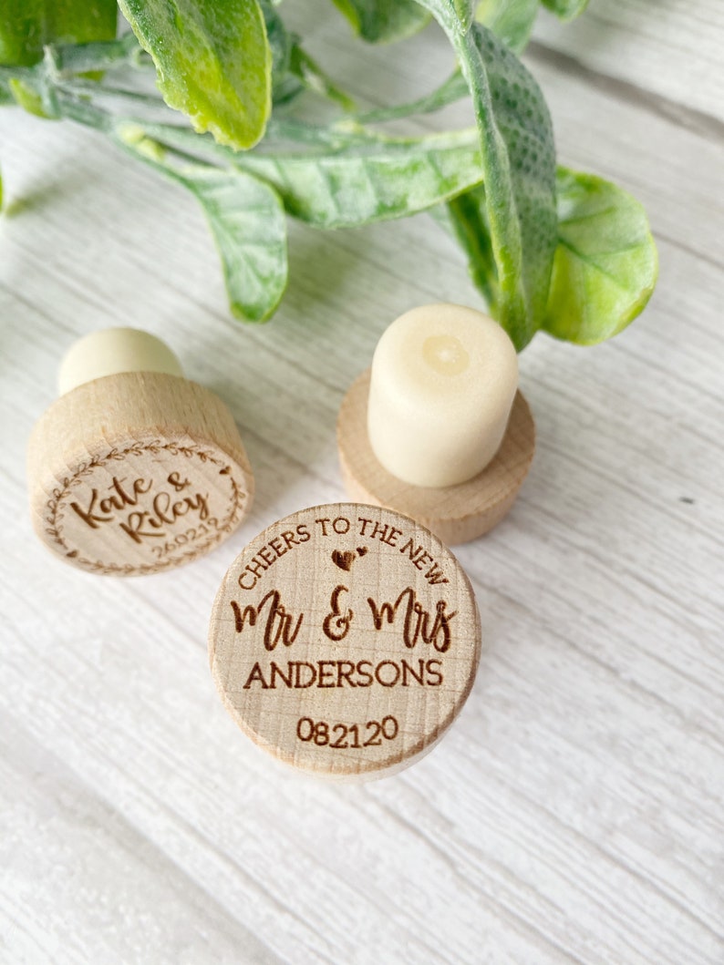 Personalised Wine Stopper Wedding Favors Custom Natural Wood Etsy