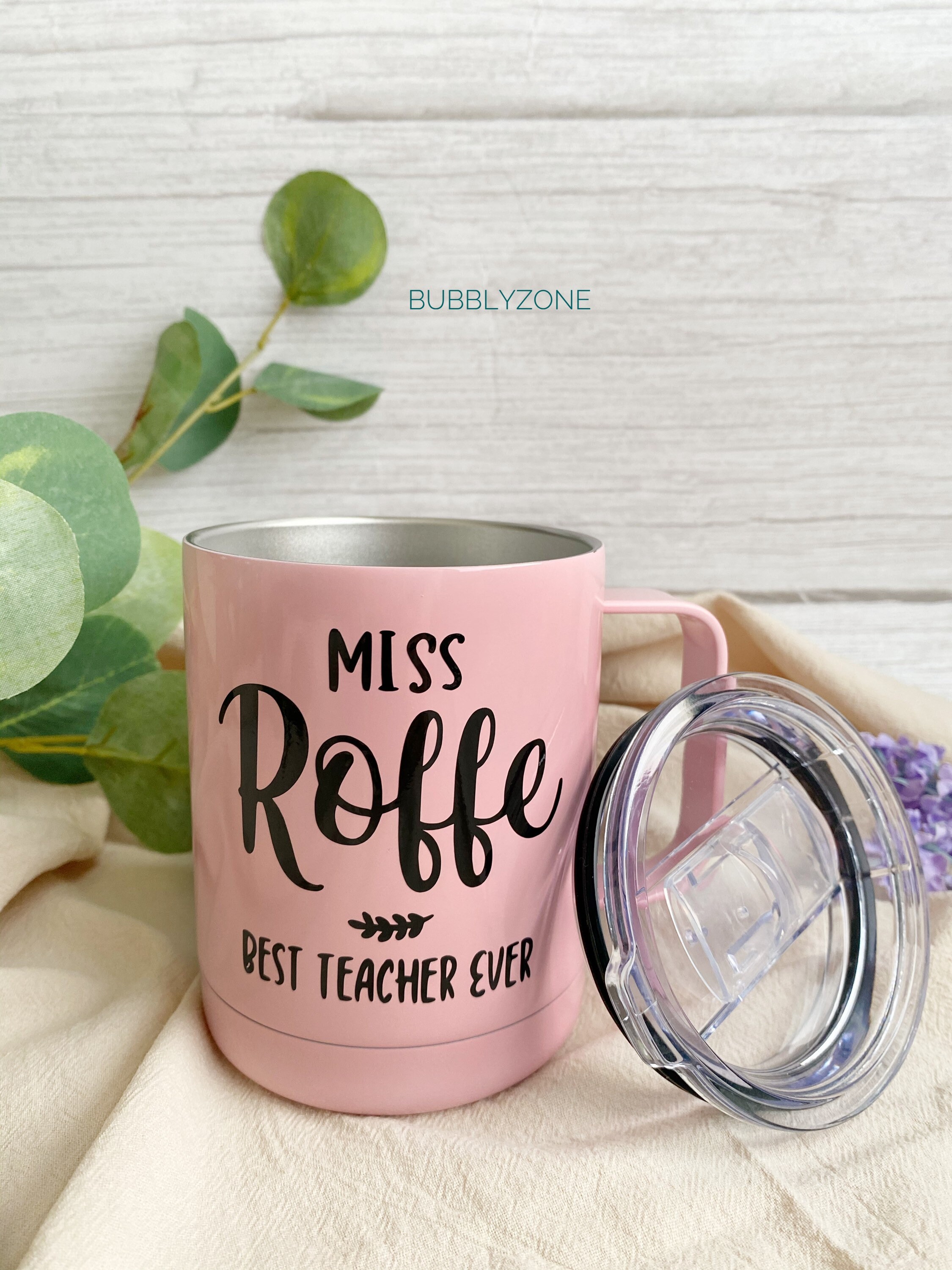 Personalised Insulated Cup With Handle and Lids/ Teachers | Etsy