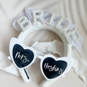 Brides Headpiece and Sunglasses set/ Bridal Shower Hens Night accessories/ Bride to be Wedding Decor