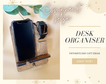 Wooden Phone Docking Station: Nightstand Organizer and Apple Watch Charger