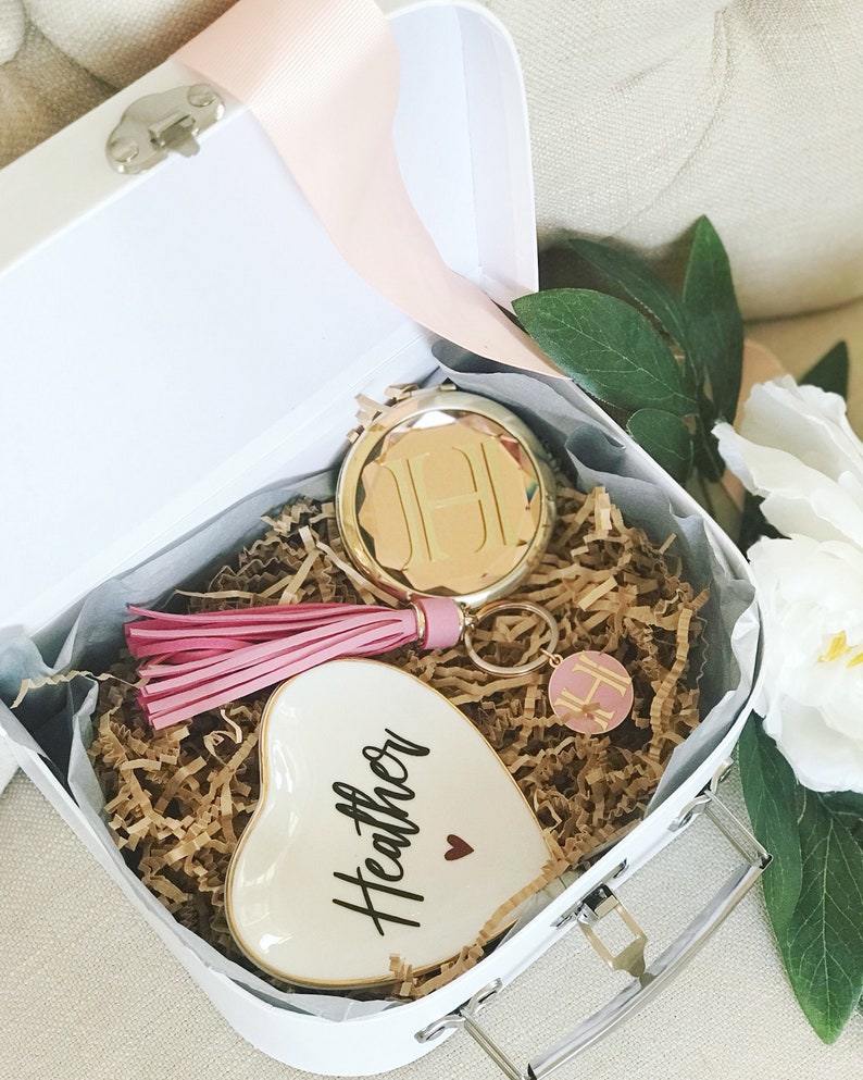 Personalised Suitcase Gift Box of Ring/ Jewellery Heart Dish Etsy