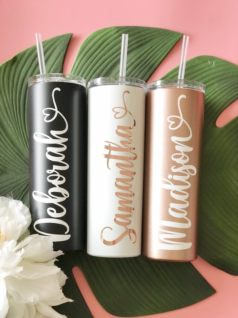 Personalised Skinny Insulated Tumbler Cup With Straw/ Gifts Etsy