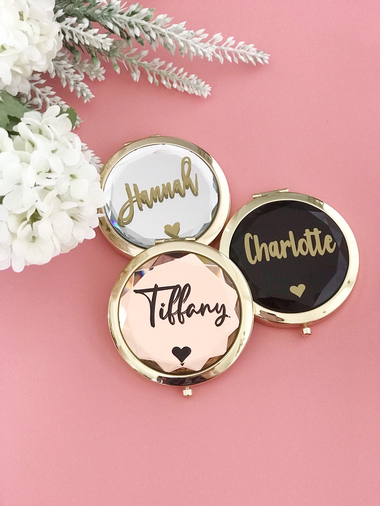 Personalised Compact Mirror/pocket Mirror With Custom Names/ 