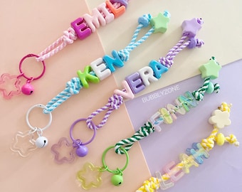 Personalised Beaded Name Keychain/ Kids Bag Tag/ Back to School Gift