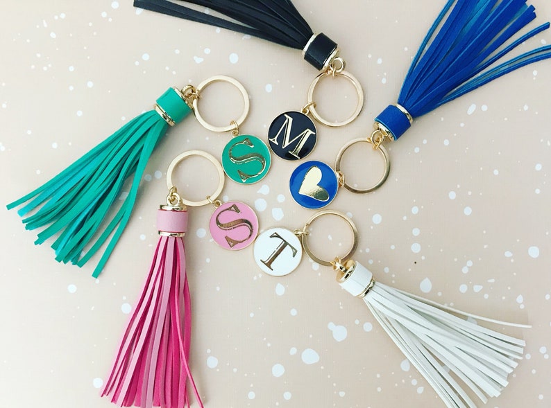 Personalised Tassel Keychain/ Monogram Keyring/ Bag Tag/ Gifts Etsy