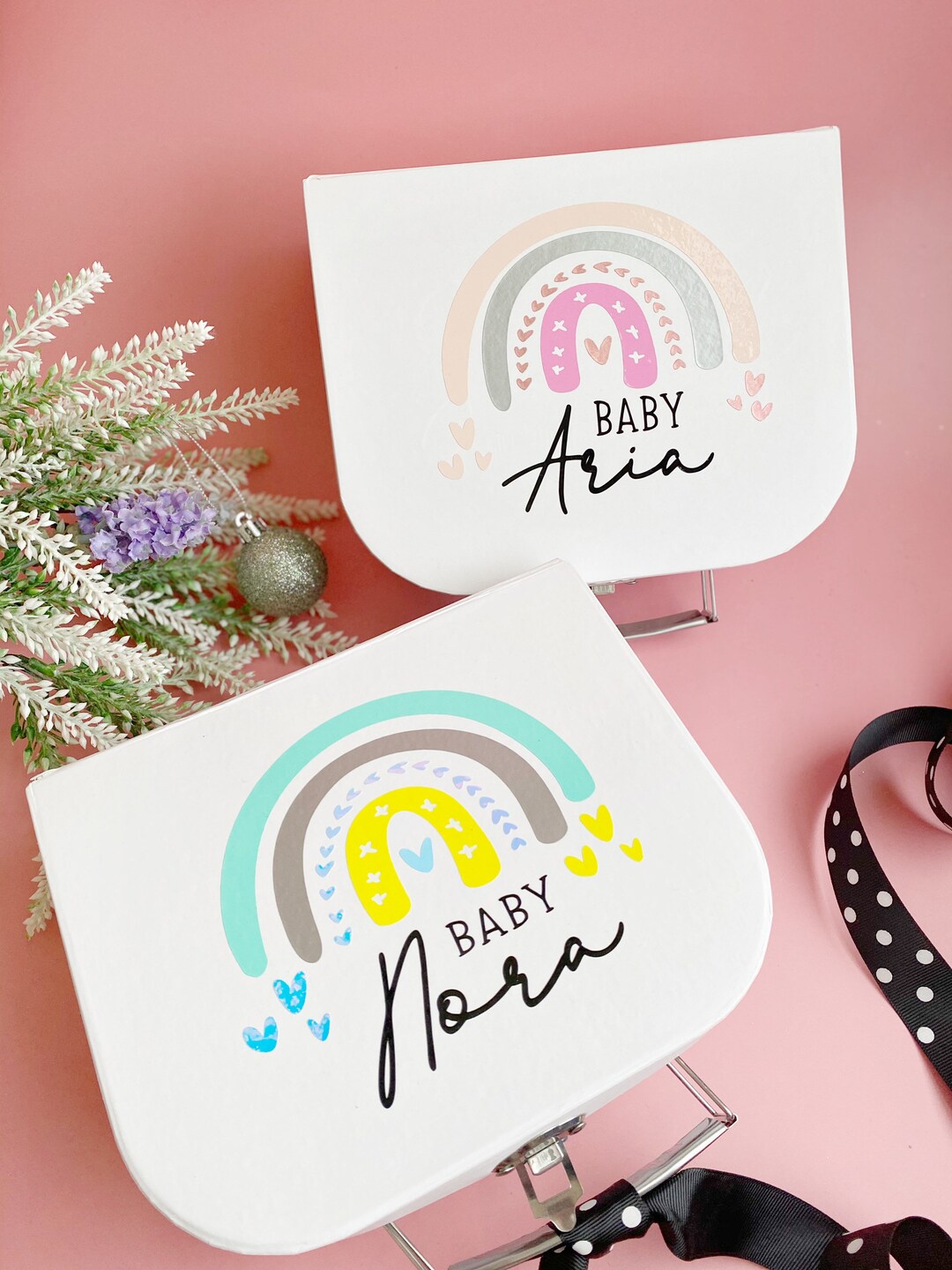 Personalised Baby Suitcase Gift Box/ Newborn Gift Box/ Rainbow Suitcase