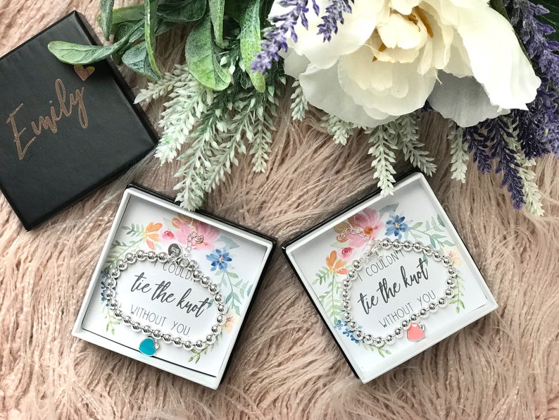 Silver Bracelet with personalised box Gifts for Bridesmaids Maid of Honour Mother or the Bride Flower Girls