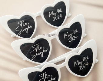 Personalized Heart Sunglasses: Wedding, Bachelorette Party Photo Props