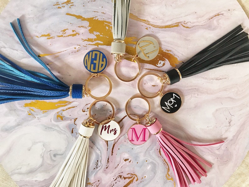 Personalised Tassel Keychain/ Monogram Keyring/ Bag Tag/ Gifts Etsy