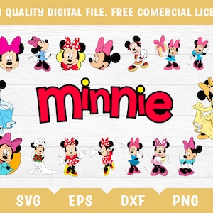 20x Minnie Mouse clipart, svg eps dxg png, cricut cutting file vector file printable silhouette, instant download