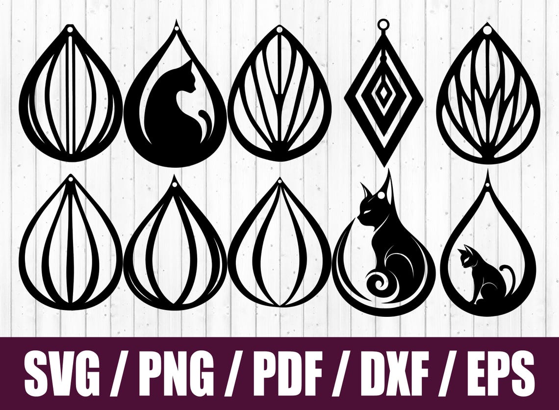 Teardrop Earrings SVG Cut File: Laser Cut Jewelry Template (digital ...