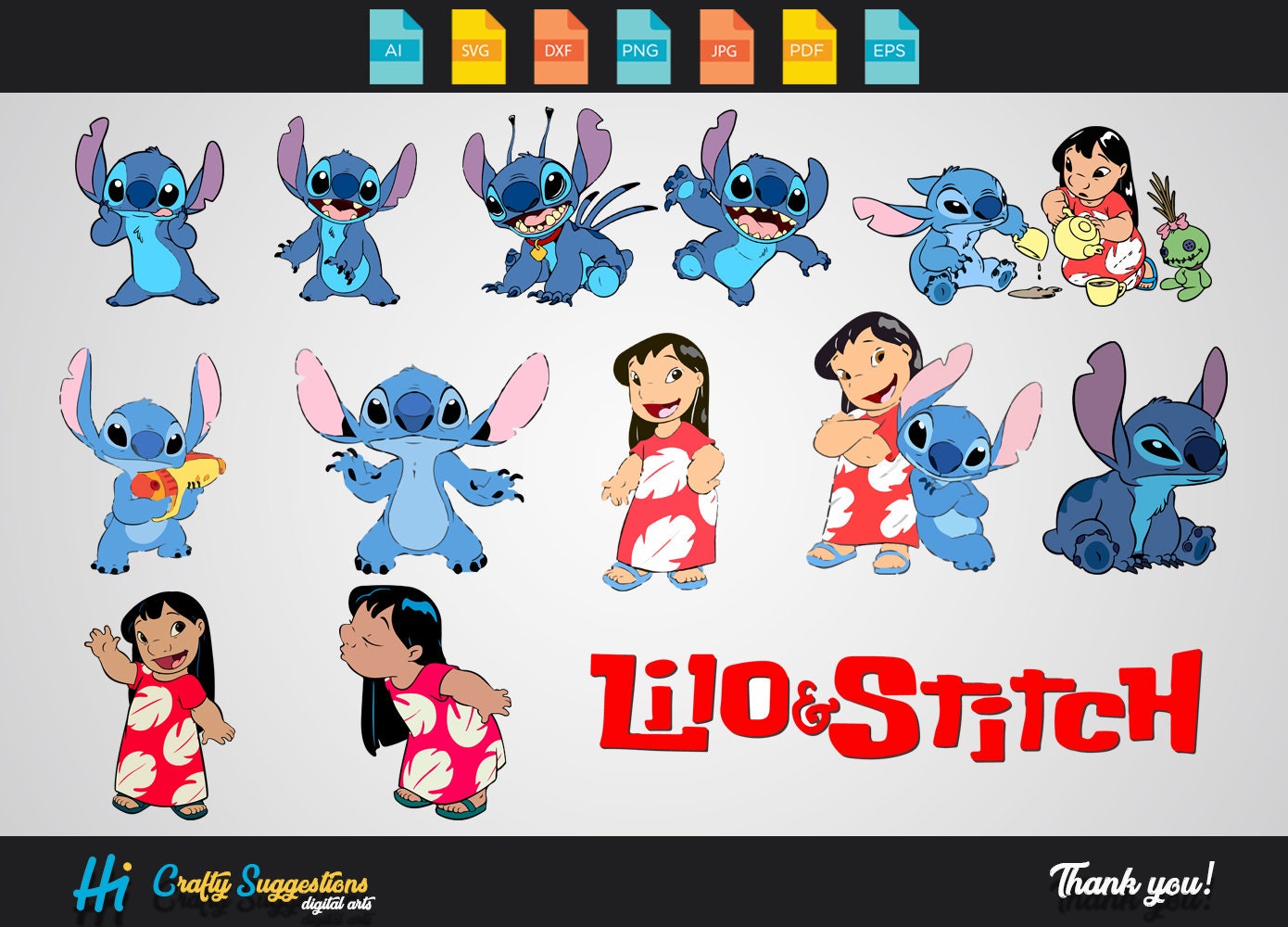 Download 13x Lilo and Stitch svg png eps cricut cutting file vector ...