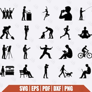 20 Human Silhouette SVG Bundle / People Clipart / Cut Files / Commercial Use / Cricut / Silhouette / Craft Projects
