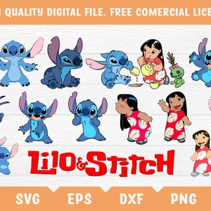 13x Lilo and Stitch, svg png eps cricut cutting file vector file printable silhouette instant download