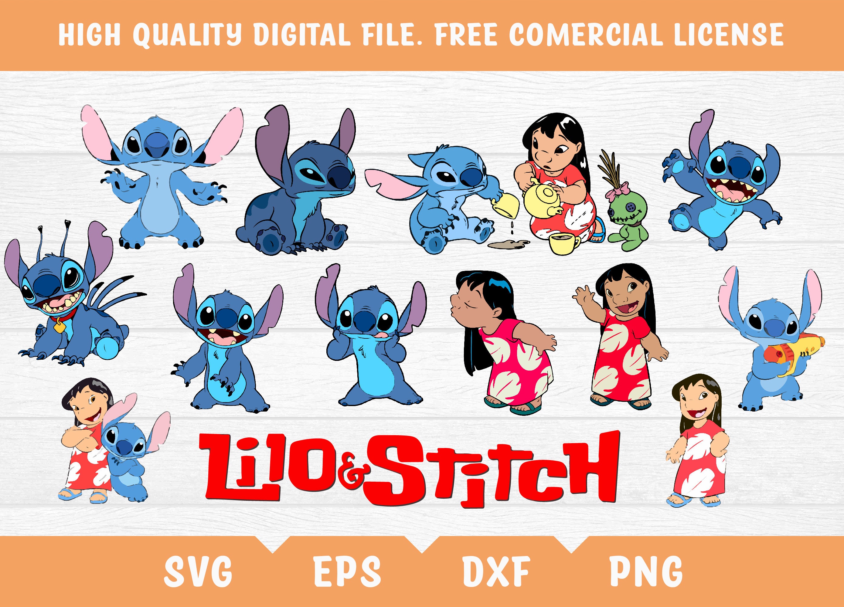 13x Lilo and Stitch Svg Png Eps Cricut Cutting File Vector - Etsy Hong Kong