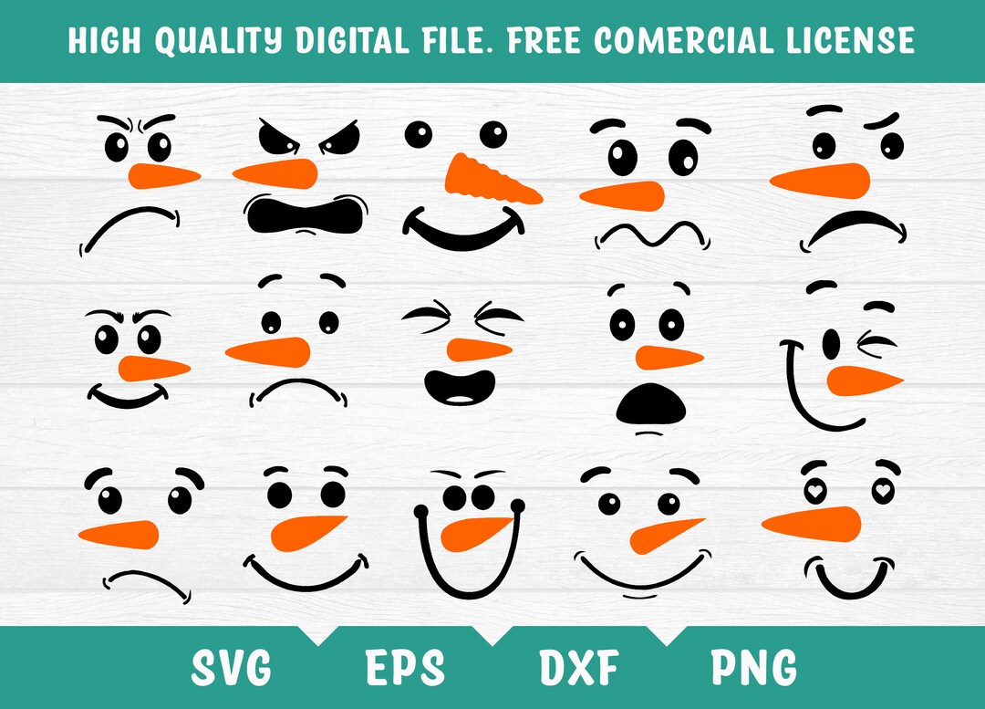 15x Snowman Face SVG Bundle, Winter Svg, Christmas Snowman Svg, Snowman ...