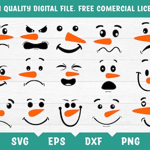 15x snowman face SVG bundle, winter svg, christmas Snowman svg, Snowman png, Christmas Quotes svg, Clipart, Cut File, Cricut, Silhouette