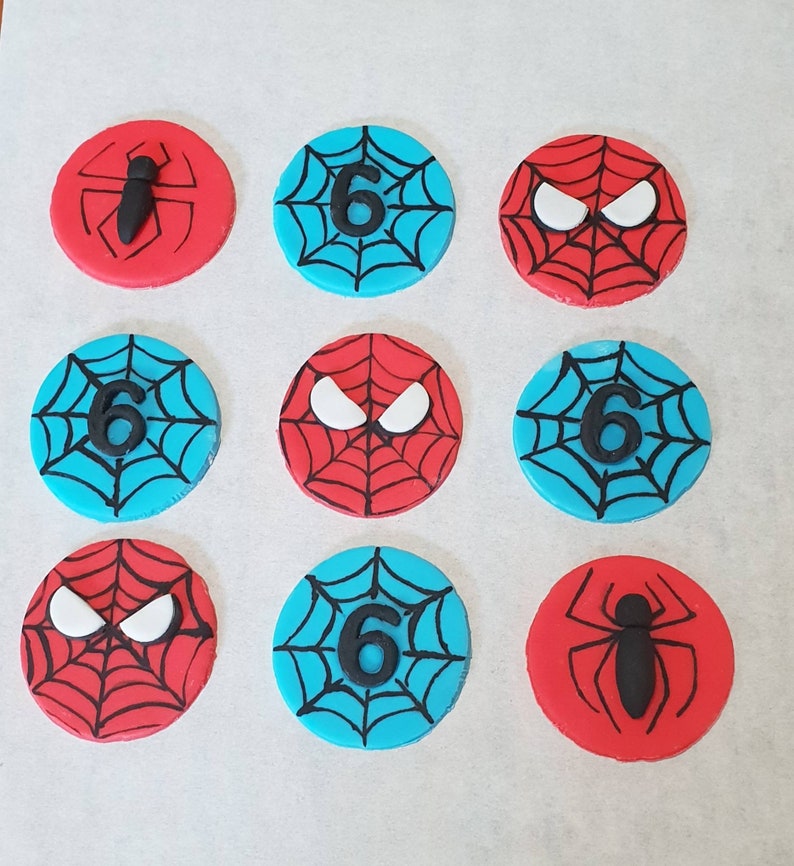 Edible Spiderman cupcake toppers Etsy