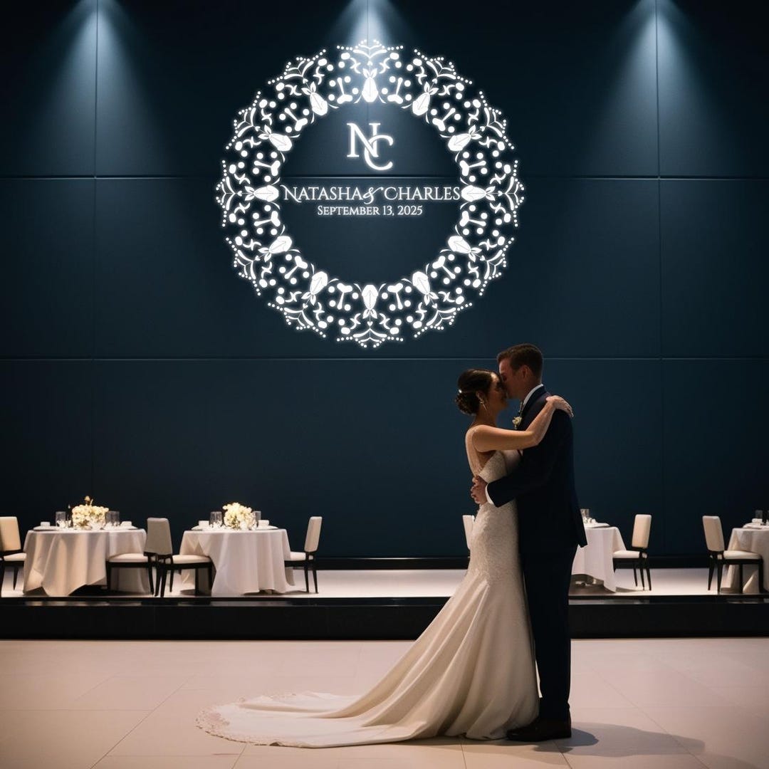 Monogram Projector Frame Custom Wedding Monogram Gobo Design: Personalized Light Projection ...