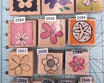 Flowers Vintage Wood Mounted Rubber Stamps