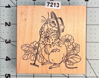 Mice Mouse Wood Mounted Rubber Stamps Vintage