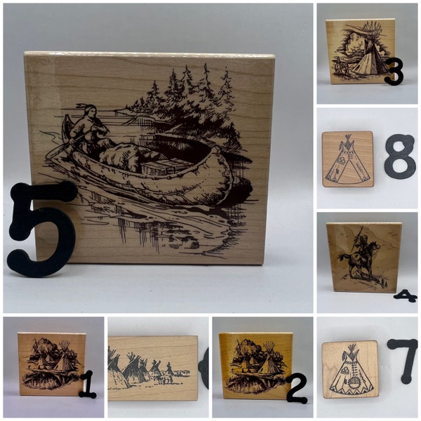 Native American Vintage 1990’s - Wood mounted Rubber Stamps