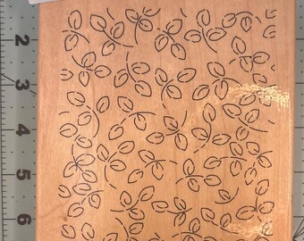 Leaves Background Card size Wood Mounted Rubber Stamp Vintage