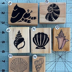 Shells Wood Mounted Rubber Stamps vintage