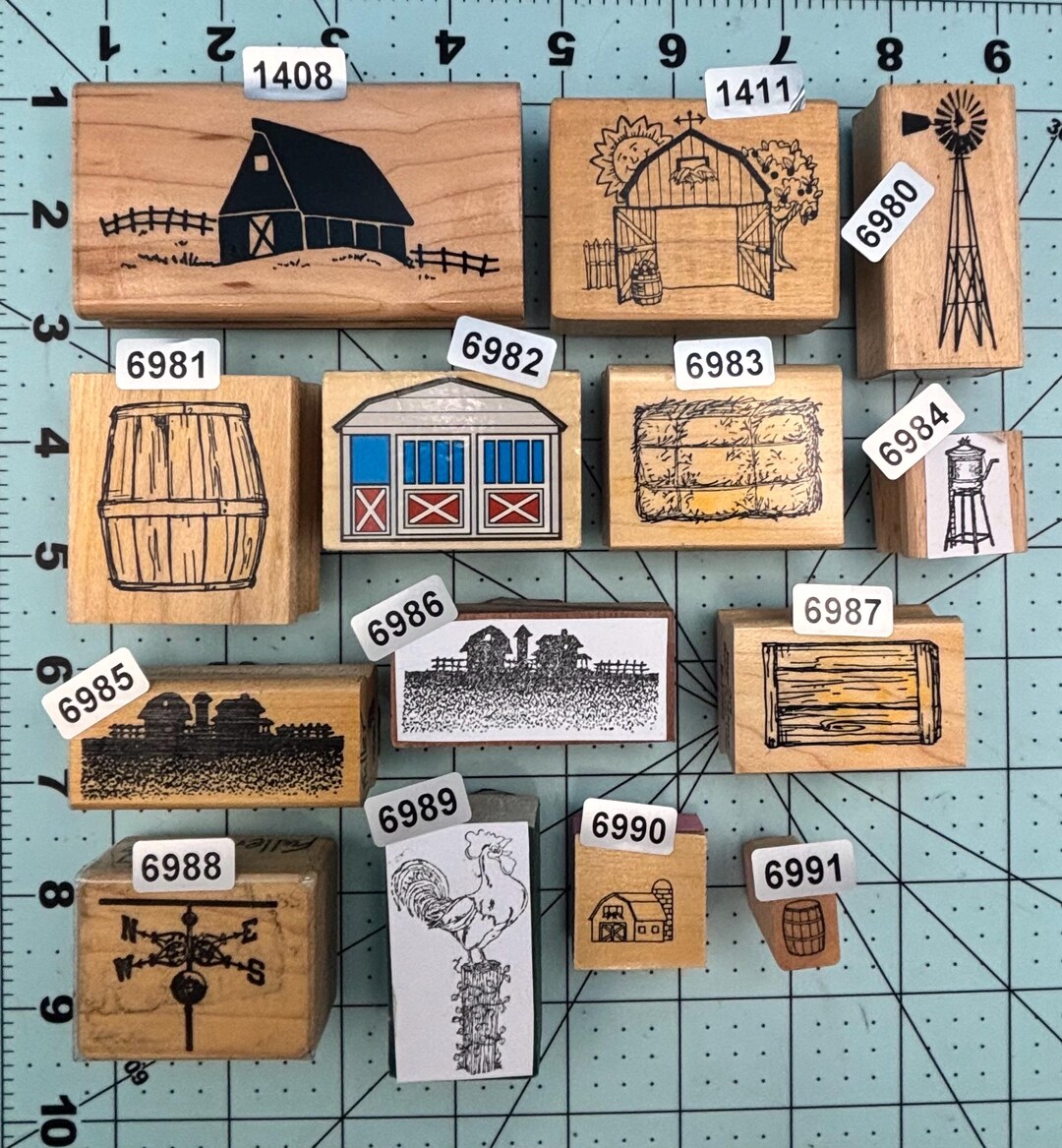 Rustic Stamps Barn Farm Wood Mounted Rubber Stamps Vintage - Etsy