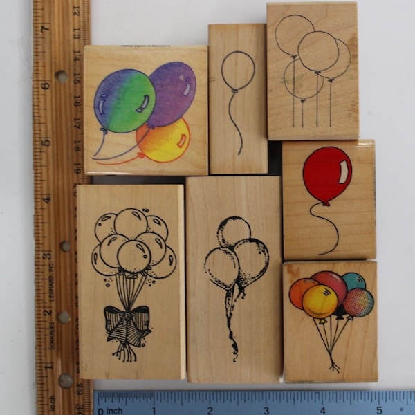 Balloons  - Wood Mounted Rubber Stamps VINTAGE