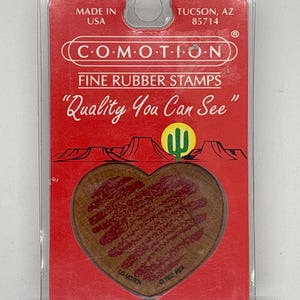 Heart Comotion textured heart unused in original packaging Vintage Wood Mounted Rubber Stamp