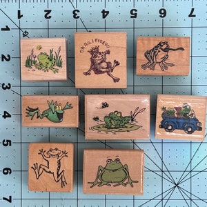 Frogs Vintage Wood Mounted Rubber Stamps