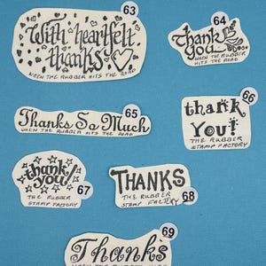 Unmounted Verbiage Thanks thank you  Rubber Stamps RARE Vintage hook and loop backed