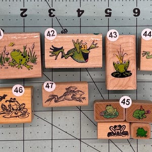Frogs Vintage Wood Mounted Rubber Stamps